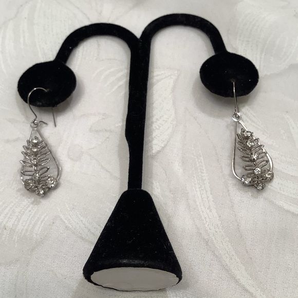 Vintage Silver And Rhinestone Earrings - Picture 3 of 4